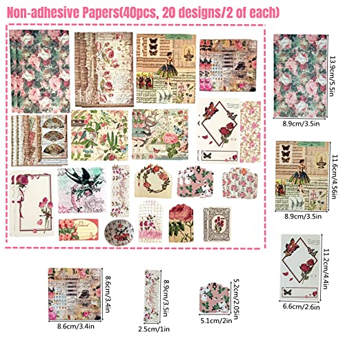 Esweny 100 PCS Vintage Ephemera Pack Journaling Scrapbooking Supplies Scrapbook Sticker Paper Kit for Junk Journal Planners Collage Craft Notebooks Decoupage Album (Flowers) - color: Flowers