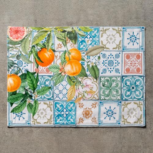 Maison d' Hermine Placemats Set of 4 Reusable 100% Cotton (13"x19") - color: 038 - Agrume, size: 13" X 19" (Pack of 4)