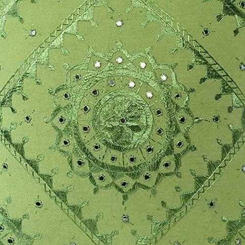 Indian Mirror Embroidered Decorative Sofa Throw Pillow Cushion Cover Boho Bohemia (Color : Light Green Size -24 X 24) - color: Light Green, size: 24" x 24" (Pack of 1)