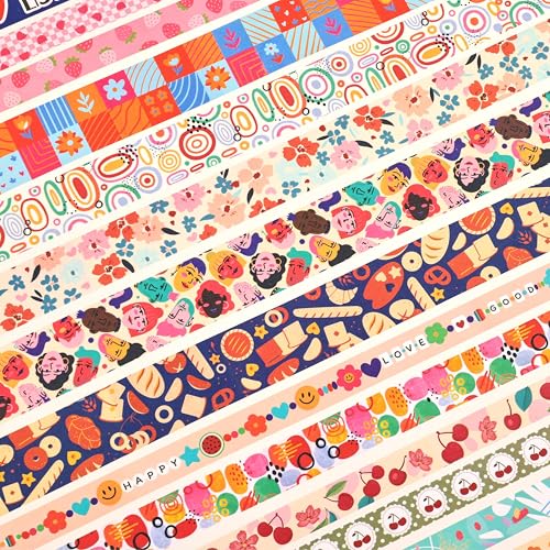 emmoolife 35 Rolls Washi Tape Set, Colorful Cute Floral Writable Decorative Tapes for Scrapbooking and Bullet Journaling, Junk Journal Supplies, DIY Planner Art, 5-30mm Wide 9.84ft Long/Roll - style: Colorful Dream
