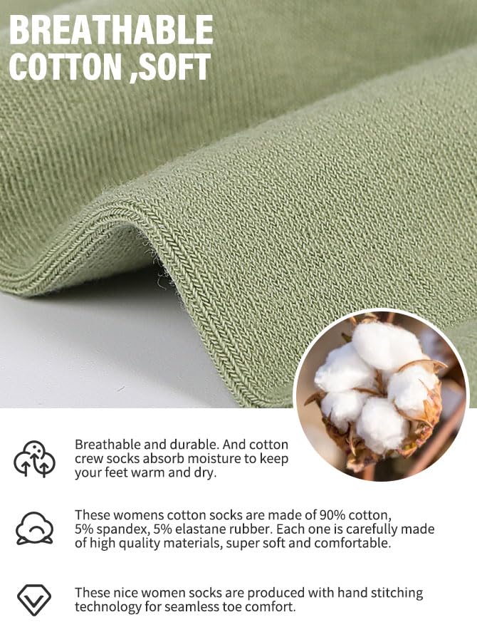 FGZ Women's Crew Socks 5 Pairs Soft Combed Cotton,Breathable Everyday Casual Socks for Women - color: 03-mix Color01, size: 5-9