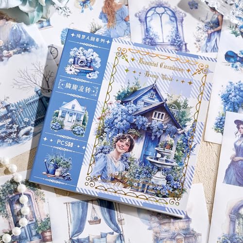 Charming Circulation Theme Sticker Scrapbooking Supplies for Junk Journal, 50 Sheets Washi Stickers - Vintage Journaling Stickers - color: Charming Circulation Theme