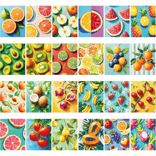 Sherr 24 Pcs Pre Drawn Canvas for Adult, Fruit, 8 x 10 Inch - size: 8 x 10 Inch, style: Fruit