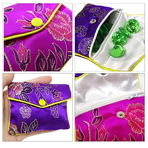 "Honbay 12PCS Jewelry Silk Purse Pouch Brocade Embroidered Bags Gift Bags, Assorted Colors (M)" - size: M