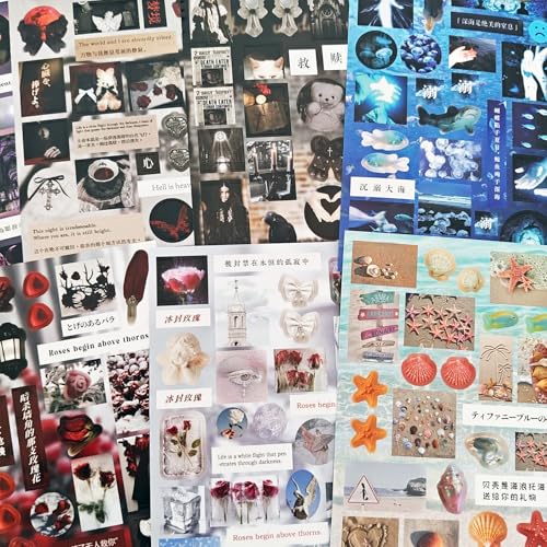 500+ Scrapbook Japanese Stickers Set,20 Sheets Vintage Japanese Stickers,Kawaii Korean Sticker for Scrapbooking,Journaling,Junk Journal,Bullet Journaling,Planner,Photo Frame,Notebook(Silent Illusion) - color: Enchanting
