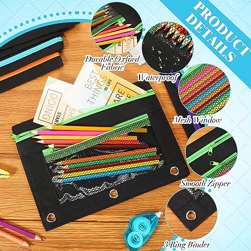 Zhehao 100 Pcs Classroom Binder Pencil Pouches, Novel Black, 2 Zipper - color: Novel Black, style: 2 Zipper