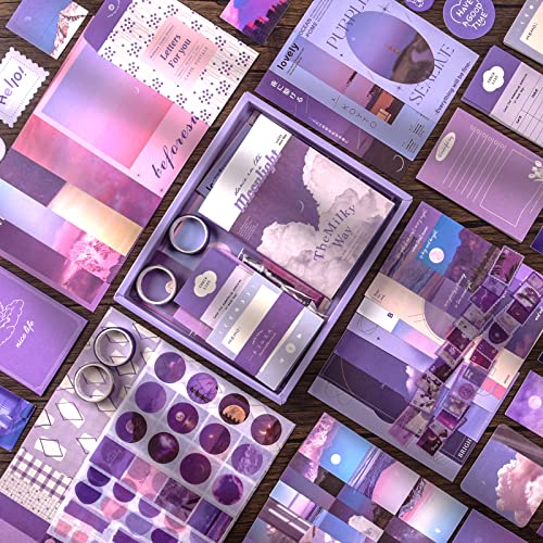 Scrapbooking Supplies Kit, Aesthetic Junk Journal Supplies, Scrapbook Kit - color: Moonlight