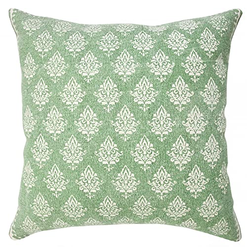 20x20 Inches Floral Cotton Throw Pillow Covers for Home Decor | Traditional Boho Cushion Covers for Throw Pillows | Perfect for Living Room Couch & Bedroom Decorations | Green/White - color: Green/White