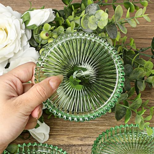 JUXYES Set of 5 Heat-Resistant Clear Glass Coaster for Hot and Cold Drinks - color: Green, size: 5 Pack