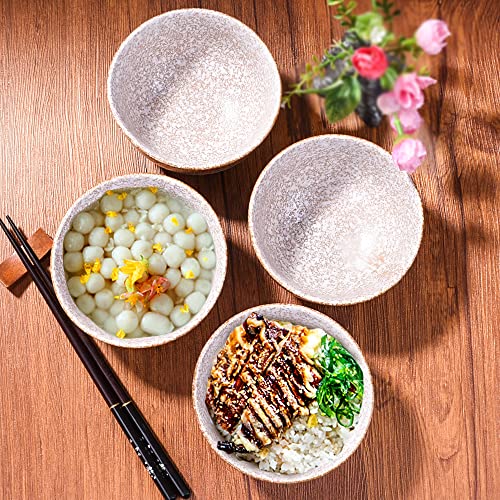 Japanese Rice Bowls Set of 4, Asian Rice Bowls, 4.5 Inch Sushi Bowls Cereal Bowls - color: Sesame Gold
