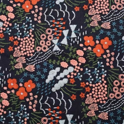 Pastoral Style Embroidered Fabric Coasters 4 Inch for Glass Cup Ceramic Cup, Japanese Style Deco for Kitchen Tea Table Cup Mat Cushion Pad (style01-navy)