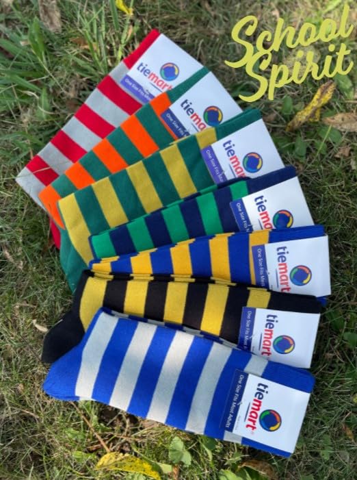 tiemart Men's Socks, Fits Men's Shoe Sizes 8-12 - color: Black and Gold Striped