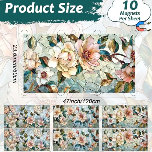 Wiooffen 6 Pcs Fluorescent Light Covers with 60 Magnets Decorative for Classroom Ceiling Light 4 x 2 Feet Magnetic Light Covers Filter Easy Install for Office Hospitals & Home(Retro Magnolia) - color: As shown in the figure
