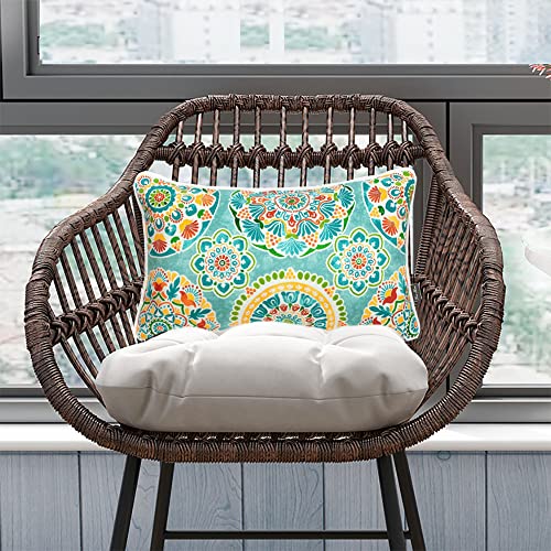 FUNHOME Outdoor Lumbar Pillow Covers 12X20 Inch, No Insert-Cyan Circle - color: Cyan Circle, size: 20"L x 12"W(No Insert)