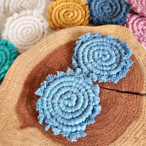 Cotton Car Coasters for Cup Holders, 2PC Car Cup Coasters, Drink Coaster Holder, Cute cupholder Coaster Accessories for Women, Macrame, Boho (Cloudy Day) - color: Cloudy Day