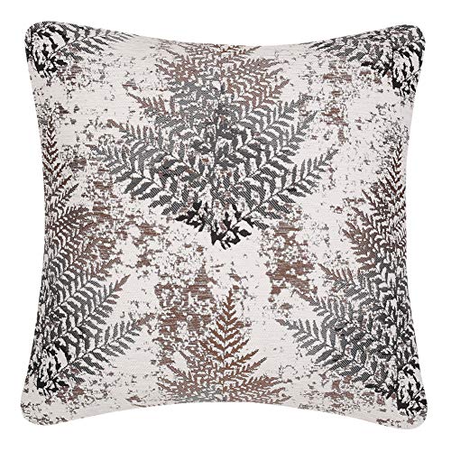 Yeiotsy Pack of 2 Nordic Style Decorative Throw Pillow Covers for Sofa Bed Card Chair Geometric Cushion Cases Jacquard Chenille (Coffee Fern, 18 X 18 Inches) - color: Coffee Fern