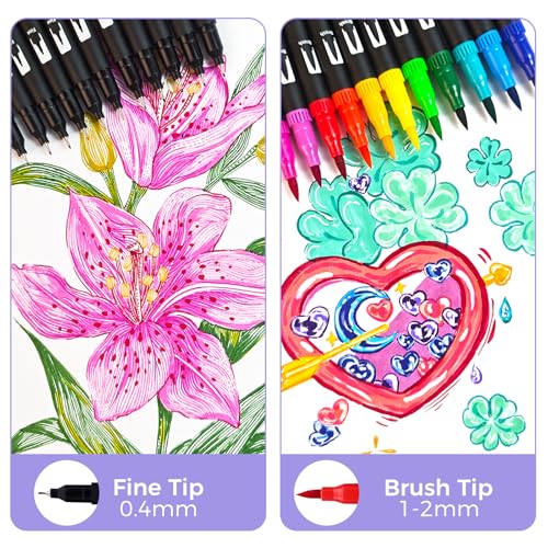 Artecho 72 Colors Dual Tip Markers for Adult Coloring Books with Bag
