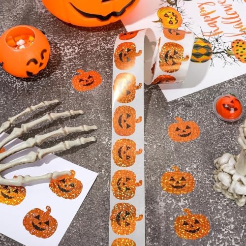 Pumpkin Face Roll Stickers Halloween Decor Label Stickers for Crafts Party - style: Pumpkin Face