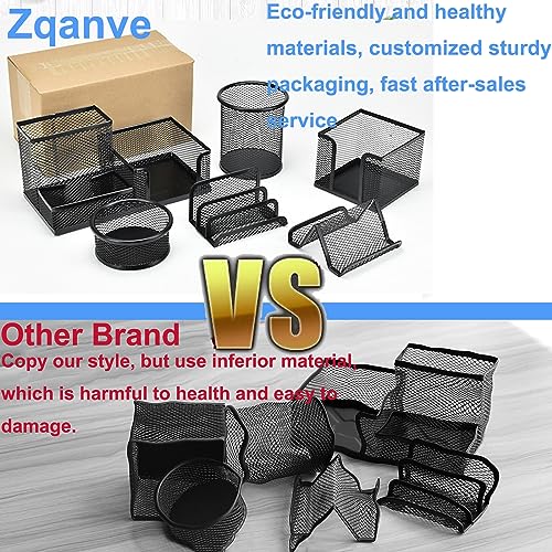 Desk Organizers set with Mesh Pen Holder Cup Office Supply(6 Piece set) - color: Black