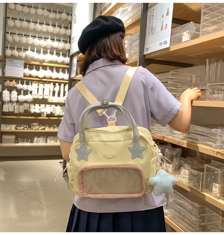 Japanese Ita Backpack Cute Bags Kawaii Y2K Bags Crossbody Purse Messenger Bags for Women Shoulder Bag Tote (Yellow) - color: Yellow