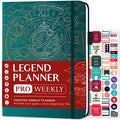 Legend Planner PRO Weekly & Monthly, Large Undated, 7”x10”, Dark Teal - color: Dark Teal + Gold Foil