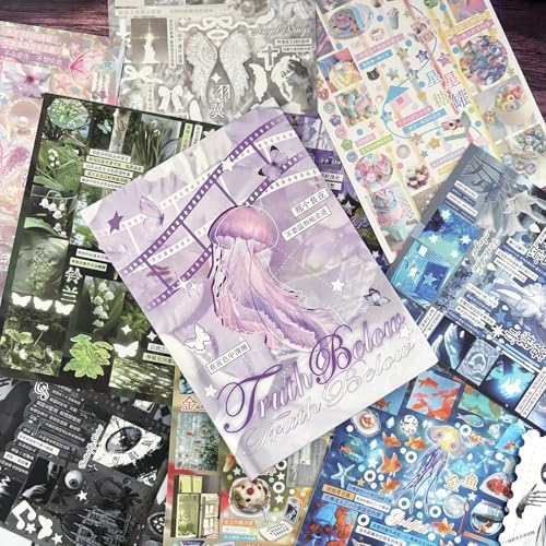Japanese Sticker Books for Journaling Supplies, Retro Japanese Stickers - color: Truth