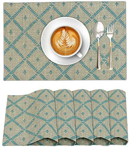 Ruvanti Placemats Set of 6, 100% Cotton Place Mats of 13"x19" – Linear - color: Linear