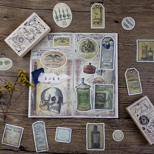 Prstincol 120 Pcs Vintage Apothecary Potion Label Stickers - style: Apothecary Potion Label Stickers 120 Pcs