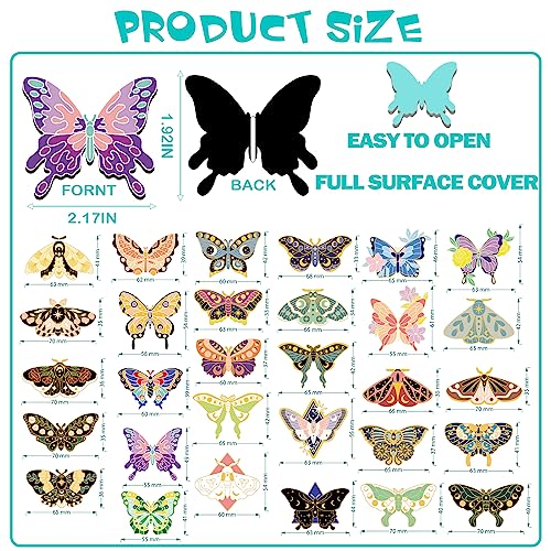 Ireer 60 Pcs Butterfly Magnetic Bookmarks Magnet, 30 Styles Page Markers
