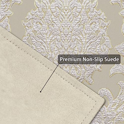 Loom and Mill Luxury Damask Jacquard Placemats Set of 4, Beige, 12x18 in - color: Beige, size: 4 Piece-12x18 inch