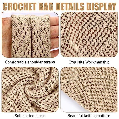 hatisan Crochet Bag for Women, Handmade Knit Beach Tote Bag Summer - color: A-khaki