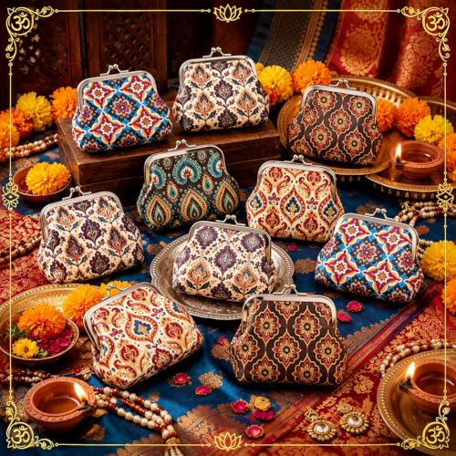 6 Pack Indian Return Gifts for Pooja Vintage Coin Purses