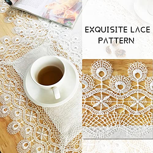 Lace Placemats Set of 2 Washable Off White 12x18inch - color: Dandelion, size: 2pcs