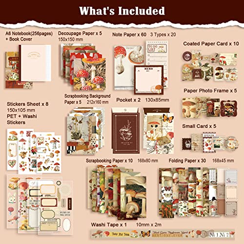 Scrapbook Supplies Kit, Vintage Junk journaling Supplies, Scrapbooking Kit - color: Mushroom