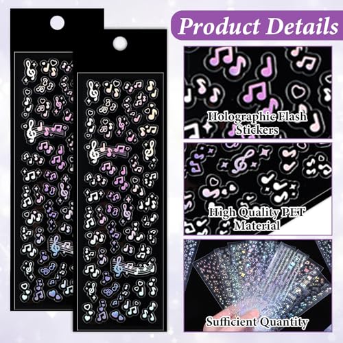 24 Sheets Holographic Photocard Stickers Self Adhesive Glitter