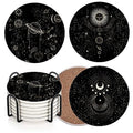 Coasters for Drinks, Set of 6, Ceramic Stone Moon Zodiac - color: Sun Moon