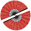 Maitys 2 Pack Foldable Fans for Rave Dancing,Red,Glitter Pattern - color: Red, style: Glitter Pattern