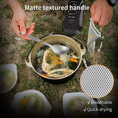 OUTXE Titanium Flatware Knife Fork Spoon Set Lightweight Ti Camping Utility Cutlery Set with Carrying Bag for Traveling Picnic Hiking - color: Knife Fork and Spoon Set