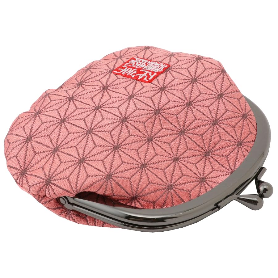 Nishijin brocade round clasp purse/coin purse with lining, size L. (Momoasanoha) - color: Momoasanoha