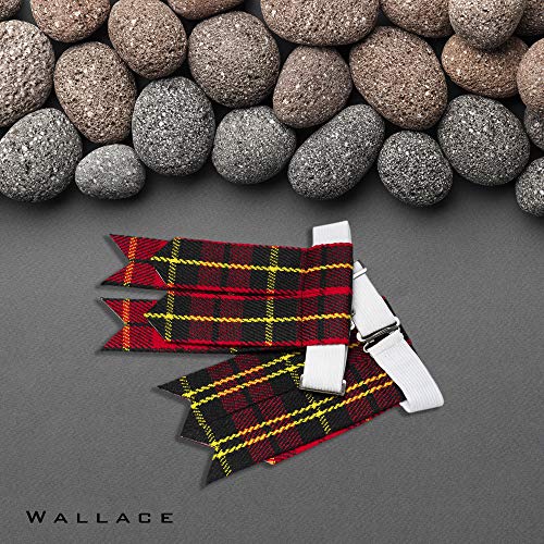 Kilt Flashes for Men with Heavy Buckle Adjusters, Plain & Tartan Kilt Sock Flashes. - color: Wallace 011flbu