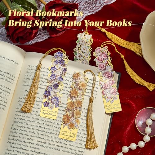 4 PCS Floral Metal Bookmark, Courtly Style Book Marks for Reading Women, Teachers, Unique Book Lovers Gift - style: Courtly Flower