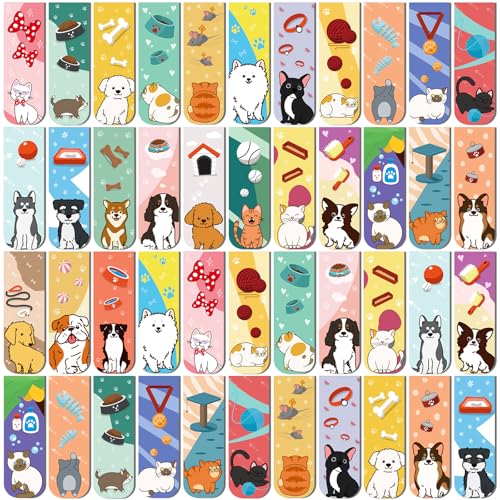 50 Pcs Magnetic Bookmarks for Kids, Cat and Dog Bookmarks - color: Cat and Dog Style
