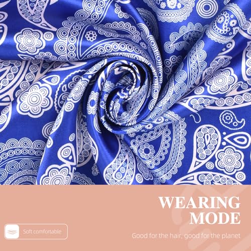 35 Inches Silk Head Scarf-Satin Hair Scarves Silk Bandana Scarf Headscarf for Women's Fashion Scarves - color: Medium Cashew Nut - Blue