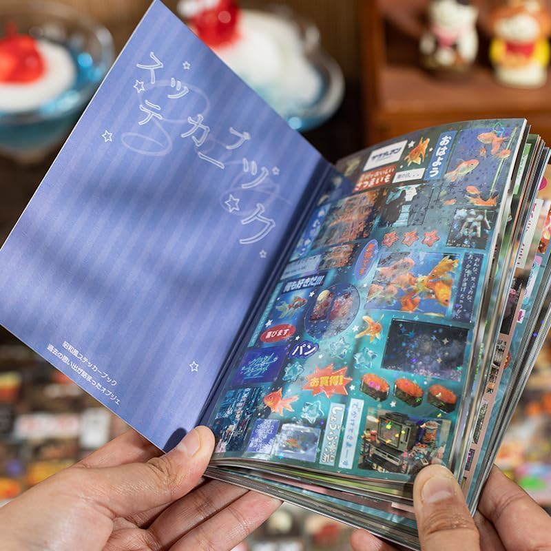 Japanese Sticker Book,990 Pcs Romantic Memory Series Comic Retro Stickers Book for DIY Cute Scrapbooking Journaling Handbook Material Decoration - color: Blue
