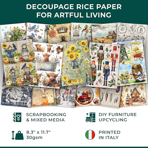 Printable Rice Paper Sheets I Decoupage Paper for Inkjet and Laser Printer I Craft Supplies I 8.5x11, 30-35GSM (10)