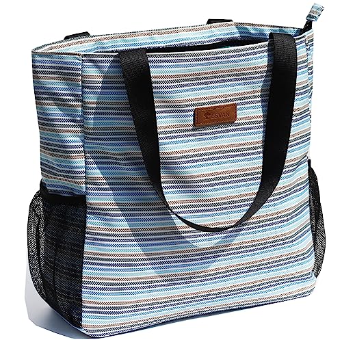 ESVAN Original Floral Water Resistant Large Tote Bag Shoulder Bag for Gym Beach Travel Daily Bags Upgraded - color: [C] a