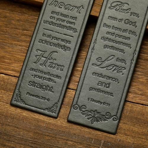 2 Pcs Leather Bible Bookmark, Christian Bookmarks Gifts for Men Book Marks for Reading Men (Dark Grey) - style: Dark Grey