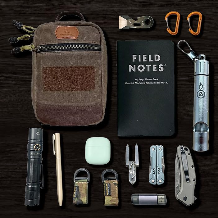 Roaring Fire Smolder Tactical EDC Organizer Pouch,Waxed Canvas Tool Bag