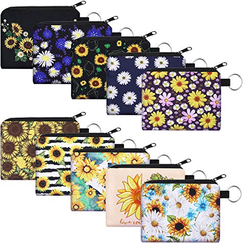 Boao 10 Pcs Small Change Coin Purse - size: 4.52 x 3.74 Inch, style: Sunflower Print
