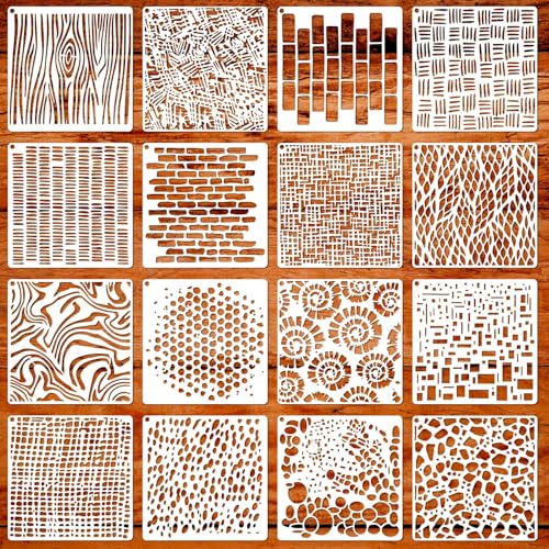 Geometric Stencils for Painting, 16 Pcs 6 Inch for Wood Furniture Floor - color: Geometric 6" 16PCS 01